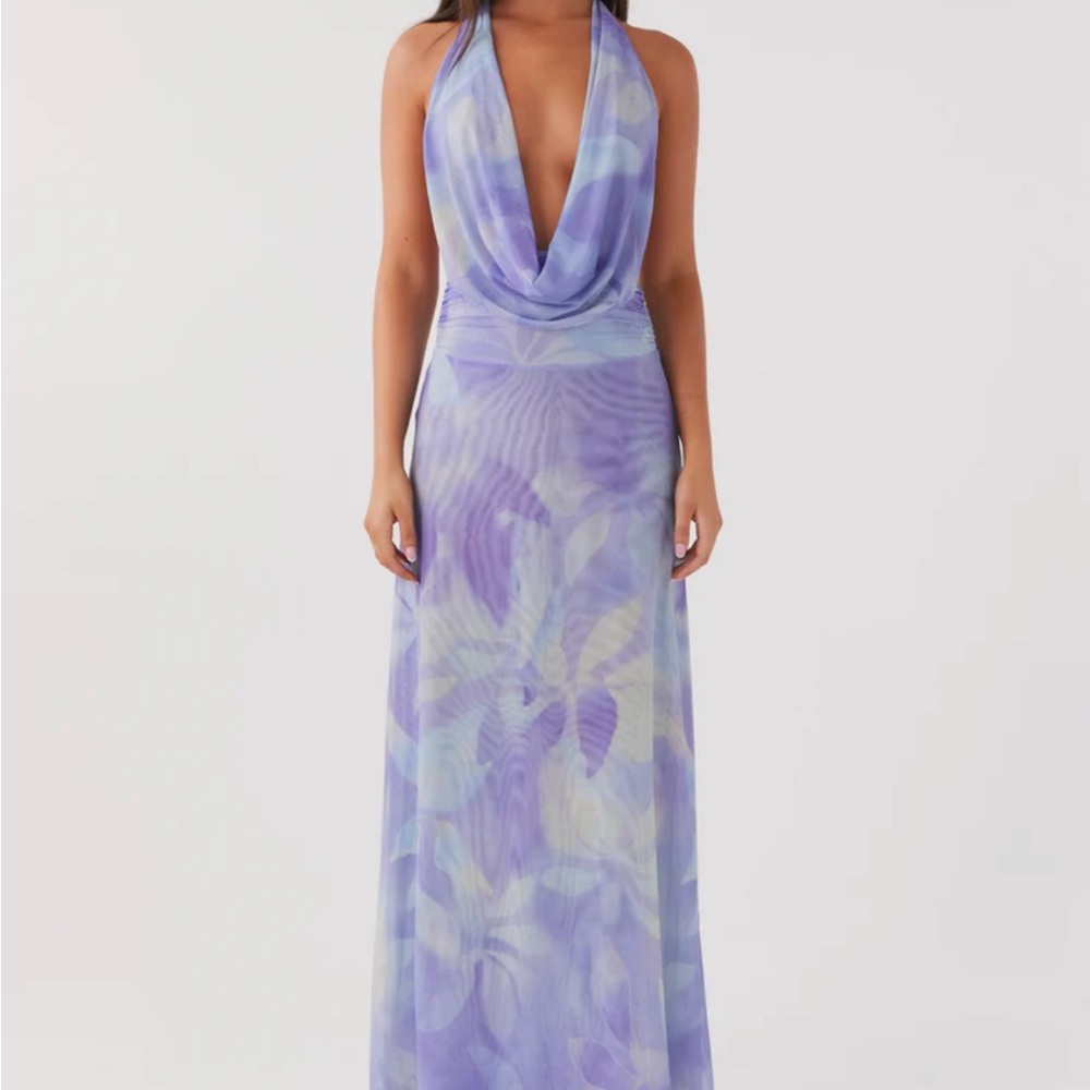 Peppermayo Purple Sleeveless Halter Gown